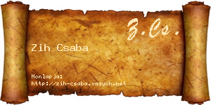 Zih Csaba névjegykártya